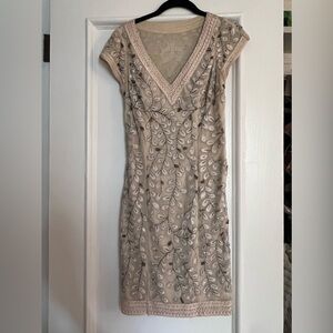 Sue Wong Embellished Dress with beads Blush Pink Size 4